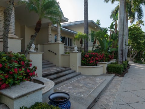 front of house landscape beds paver steps driveway