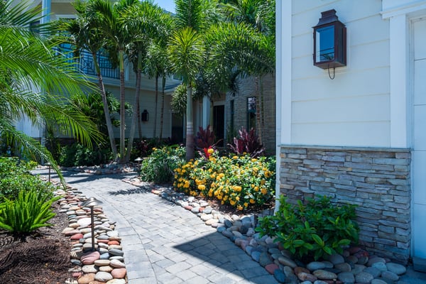 paver walkway front of house landscape beds 1