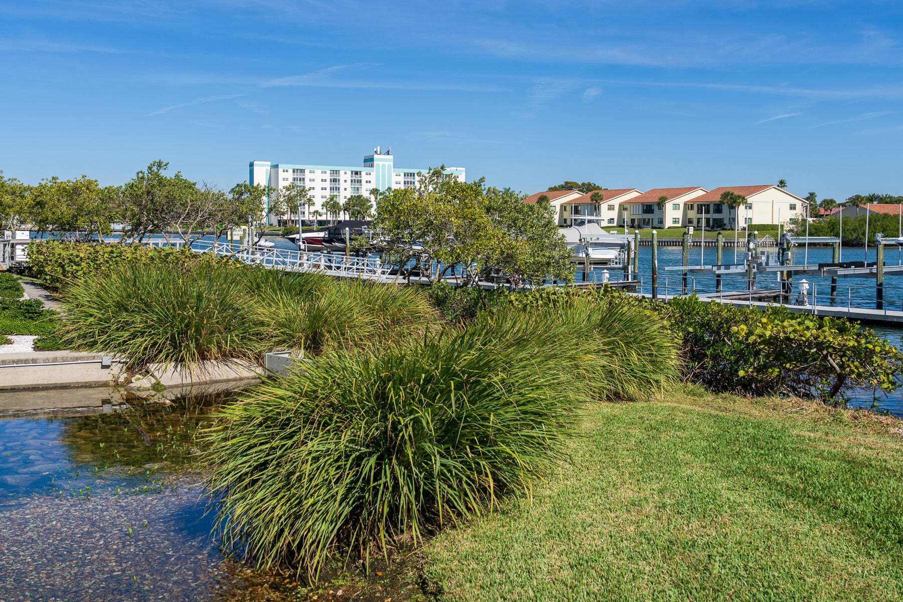 landscape maintenance garden beds along water
